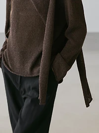 Cotton blend knit cape sweater