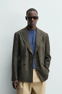 100% LINEN DOUBLE BREASTED BLAZER
