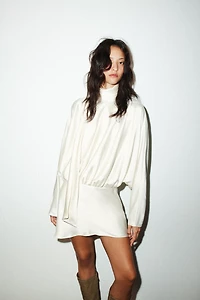 FOULARD SATIN EFFECT SHORT DRESS