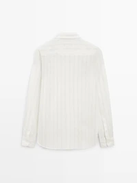 100% linen regular fit striped shirt