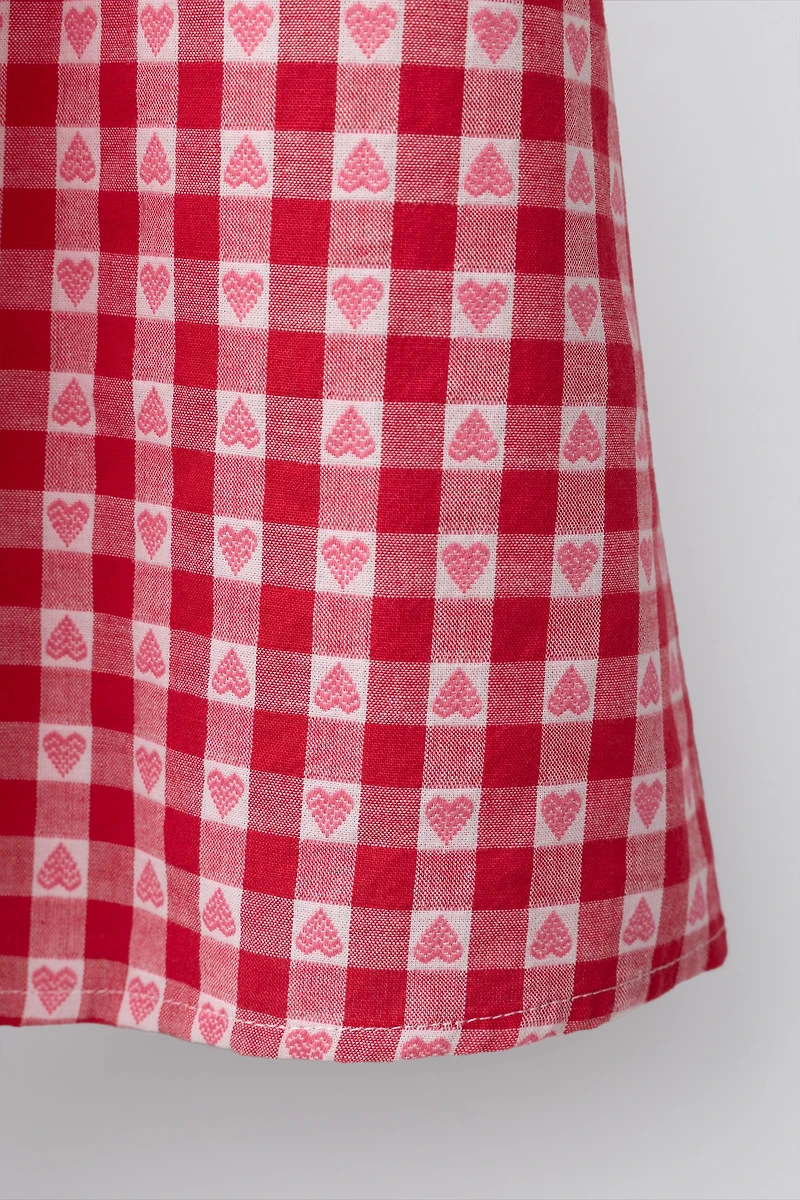 PLAID AND HEART PRINT DRESS
