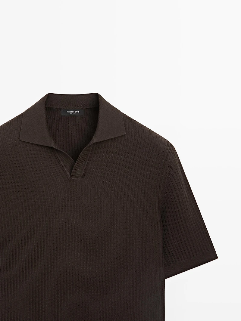 Regular fit cotton knit polo shirt