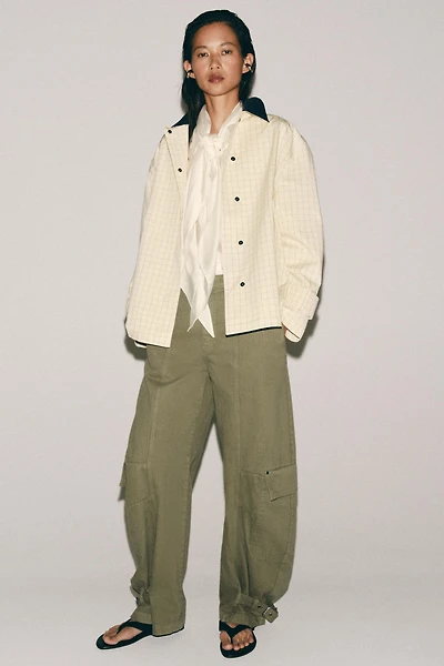 ZW COLLECTION CONTRAST COLLAR PLAID JACKET