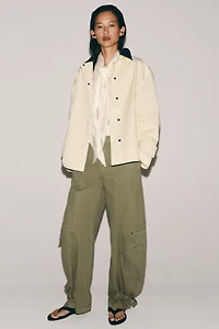 ZW COLLECTION CONTRAST COLLAR PLAID JACKET