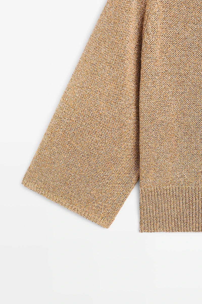 Cotton blend heathered knit sweater