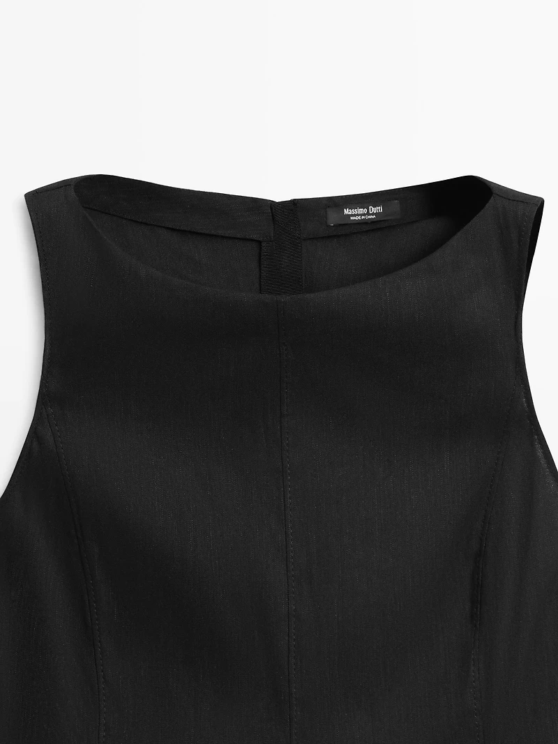 Long flowing linen blend dress