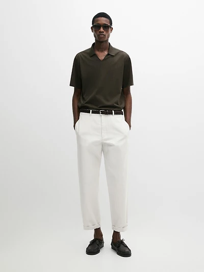 Cotton V-neck polo shirt