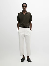 Cotton V-neck polo shirt