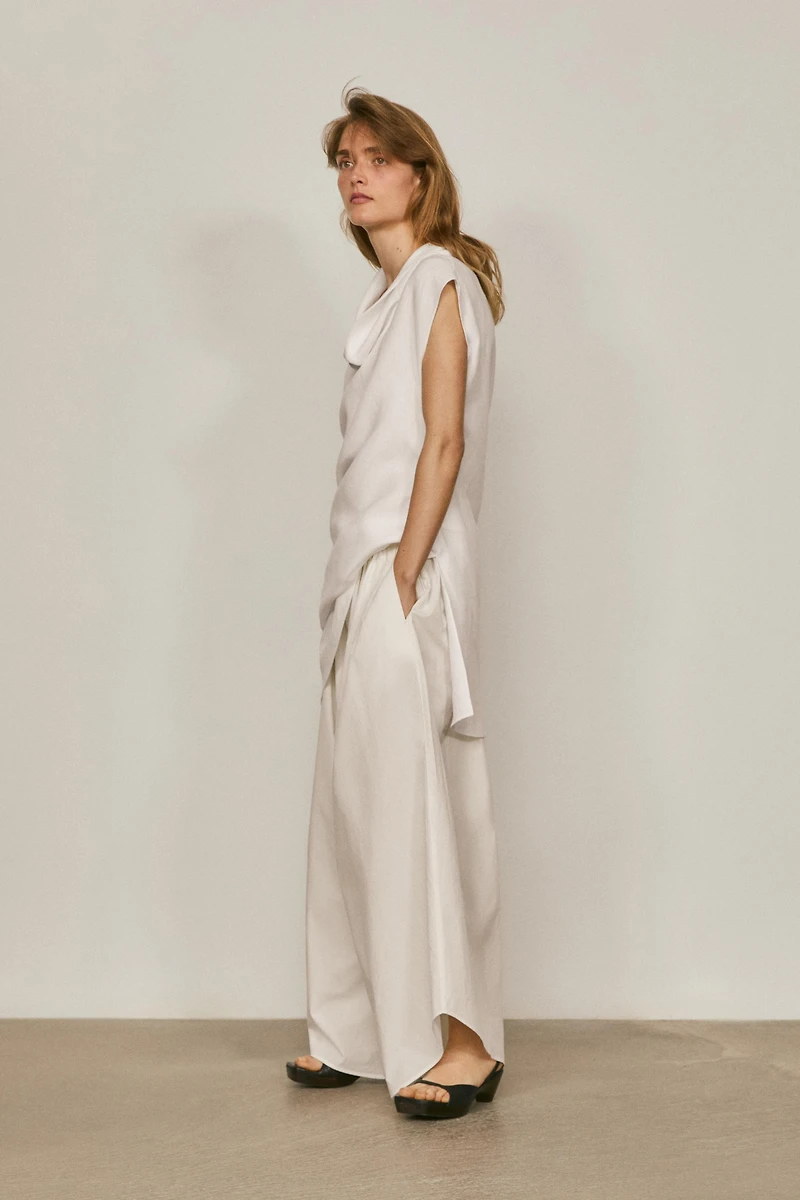 100% linen asymmetric top with cowl neck - LIMITED EDITION