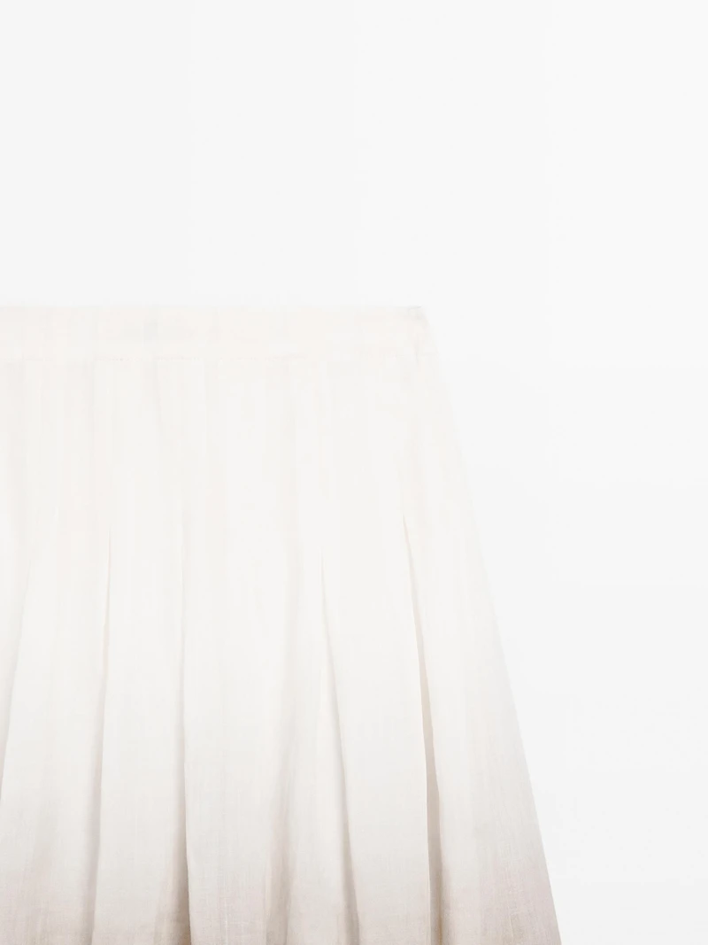 Ombré print box pleat midi skirt