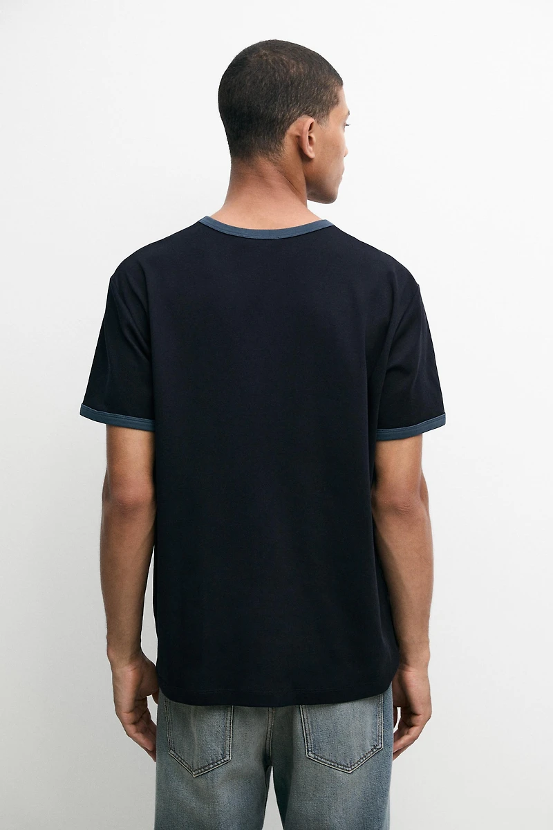 T-shirt 100 % coton col contrastant