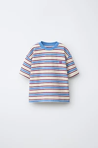 EMBROIDERED LOGO STRIPED T-SHIRT