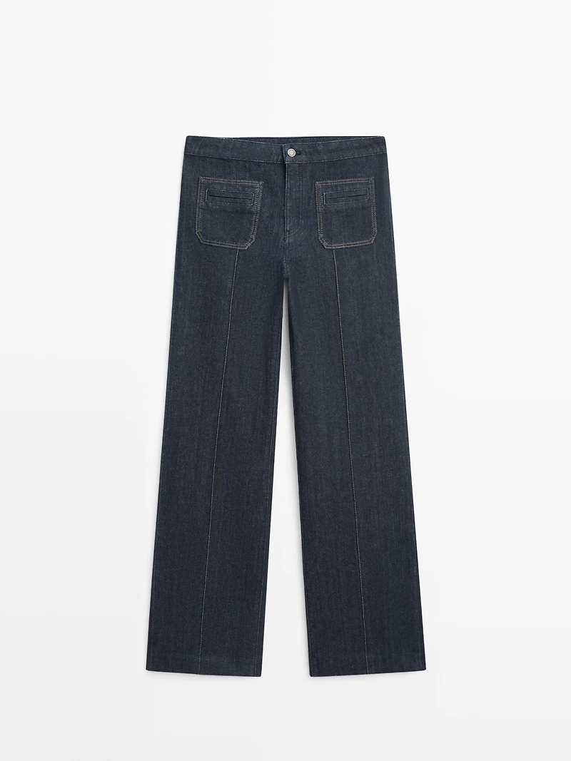 Flare fit high-waist jeans with pockets