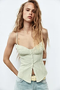 TOP STYLE CORSET À BRETELLES ET RAYURES