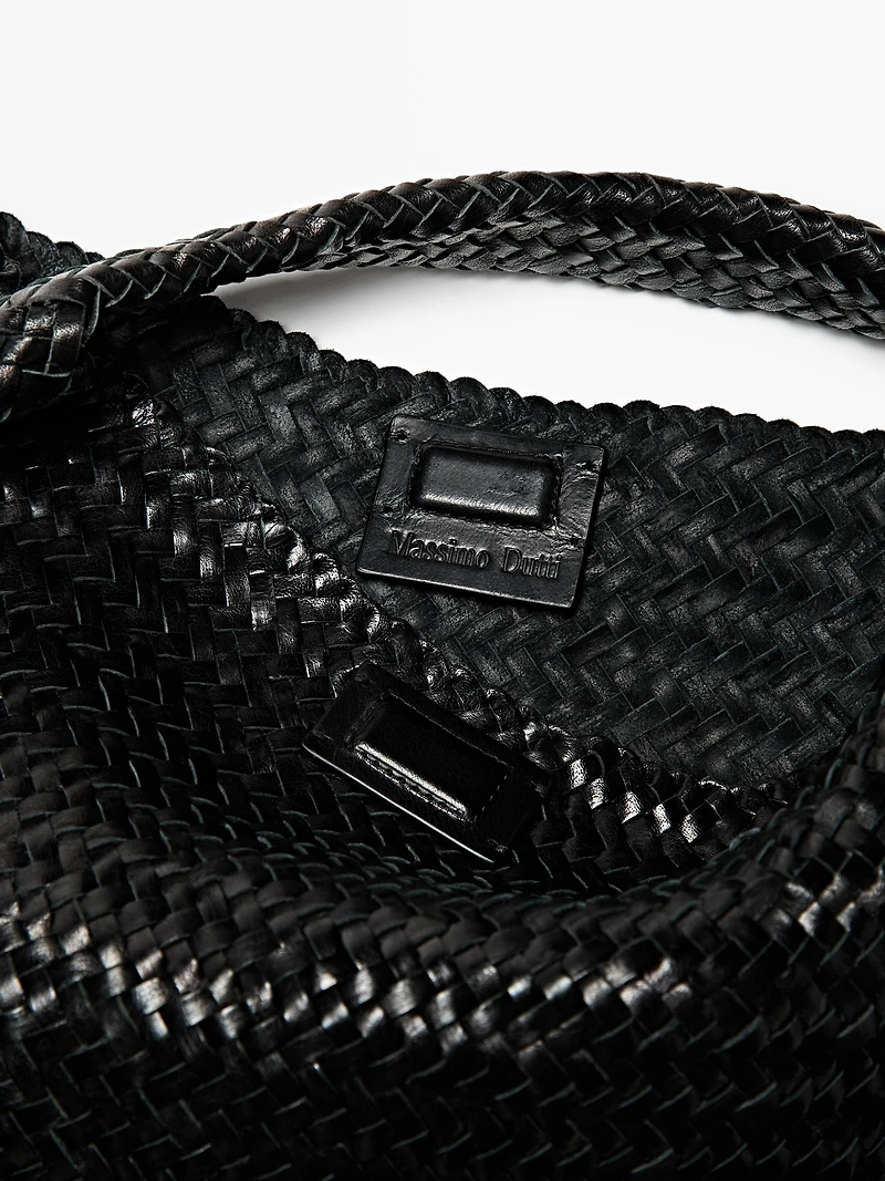 Braided nappa leather shopper bag