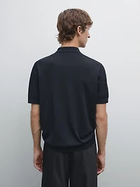 Knit polo shirt with zip collar