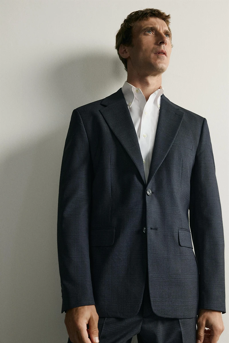 CHECKED REGULAR FIT SUIT BLAZER