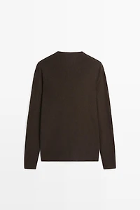 100% cotton mouliné round neck sweater