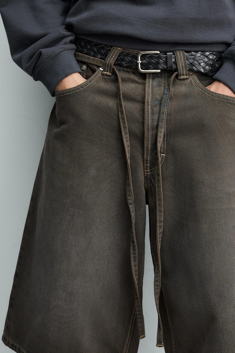 JORT EN DENIM À CEINTURE