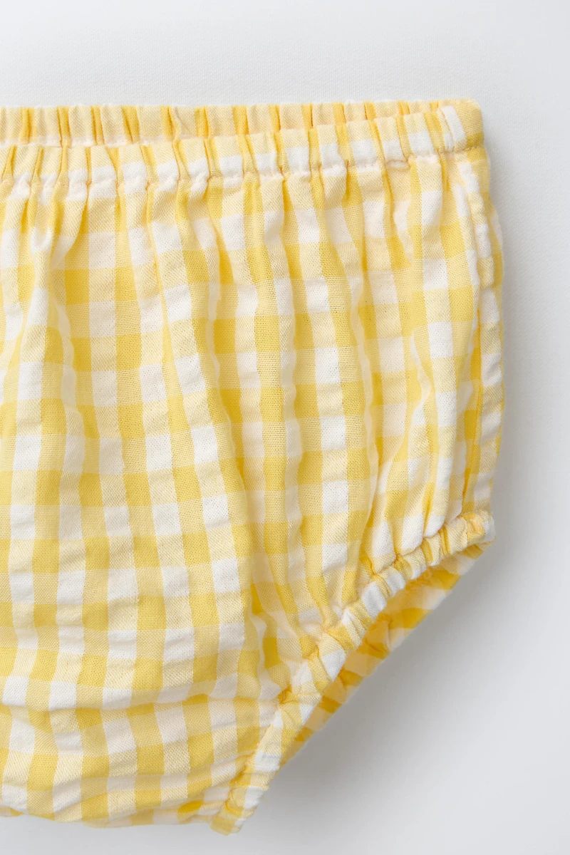 GINGHAM FLORAL DRESS AND PANTIES