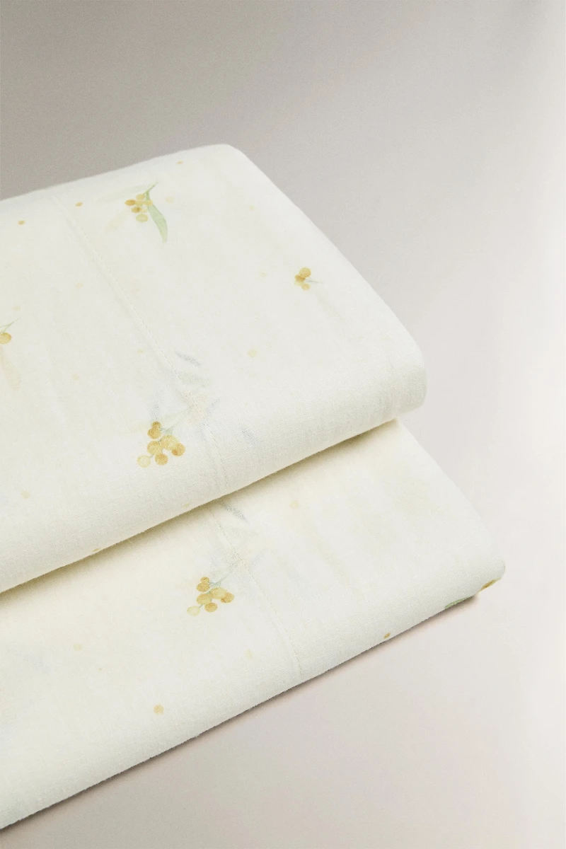 DRAP DE DESSUS LIN ET COTON MIMOSAS