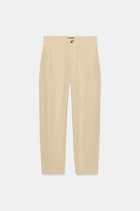 LINEN TAPERED PANTS WITH SEAM DETAIL