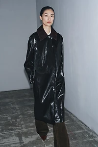 CONTRAST COLLAR SHINY TRENCH COAT ZW COLLECTION LIMITED EDITION
