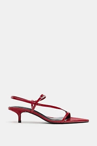 LEATHER KITTEN HEEL SANDALS