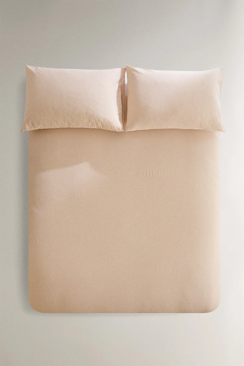 COTTON SEERSUCKER CHECK DUVET COVER