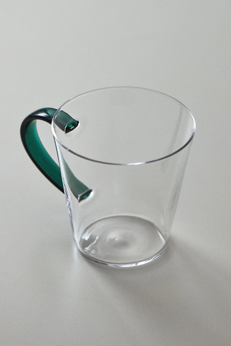 BOROSILICATE GLASS MUG WITH COLOURED HANDLE