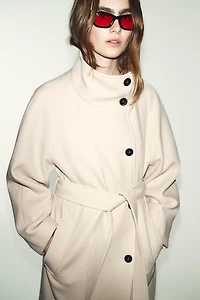 LONG WOOL COAT WITH HIGH NECK