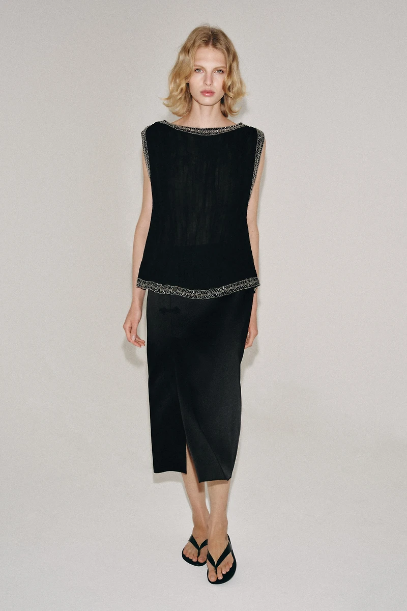 ZW COLLECTION JACQUARD BEADED TOP