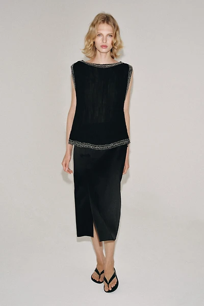 ZW COLLECTION JACQUARD BEADED TOP