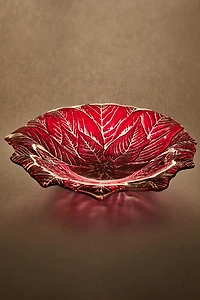 PLAT DE SERVICE FLEUR DE NOËL EN VERRE