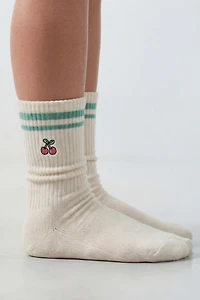 TWO-PACK OF LONG FLORAL STRIPED SOCKS