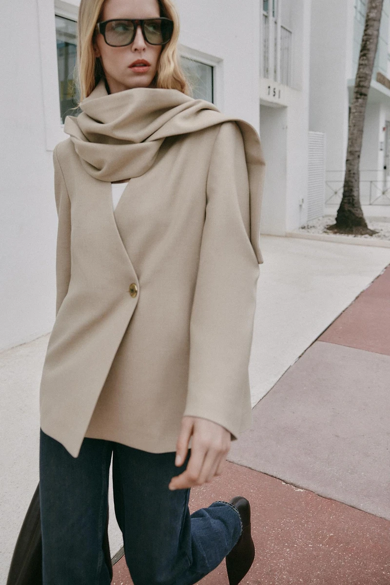 SCARF COLLAR BLAZER