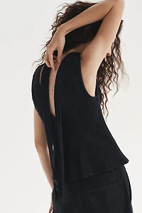 TRF DENIM HALTER TIE TOP