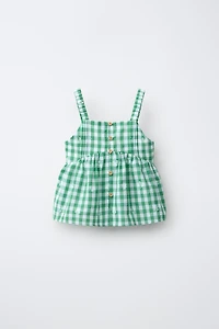 EMBROIDERED GINGHAM TOP