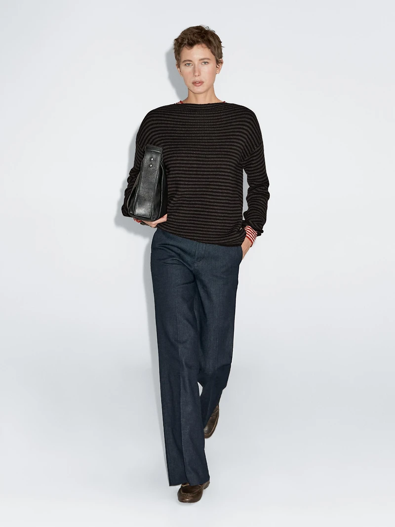 Pull à rayures en maille 100 % laine