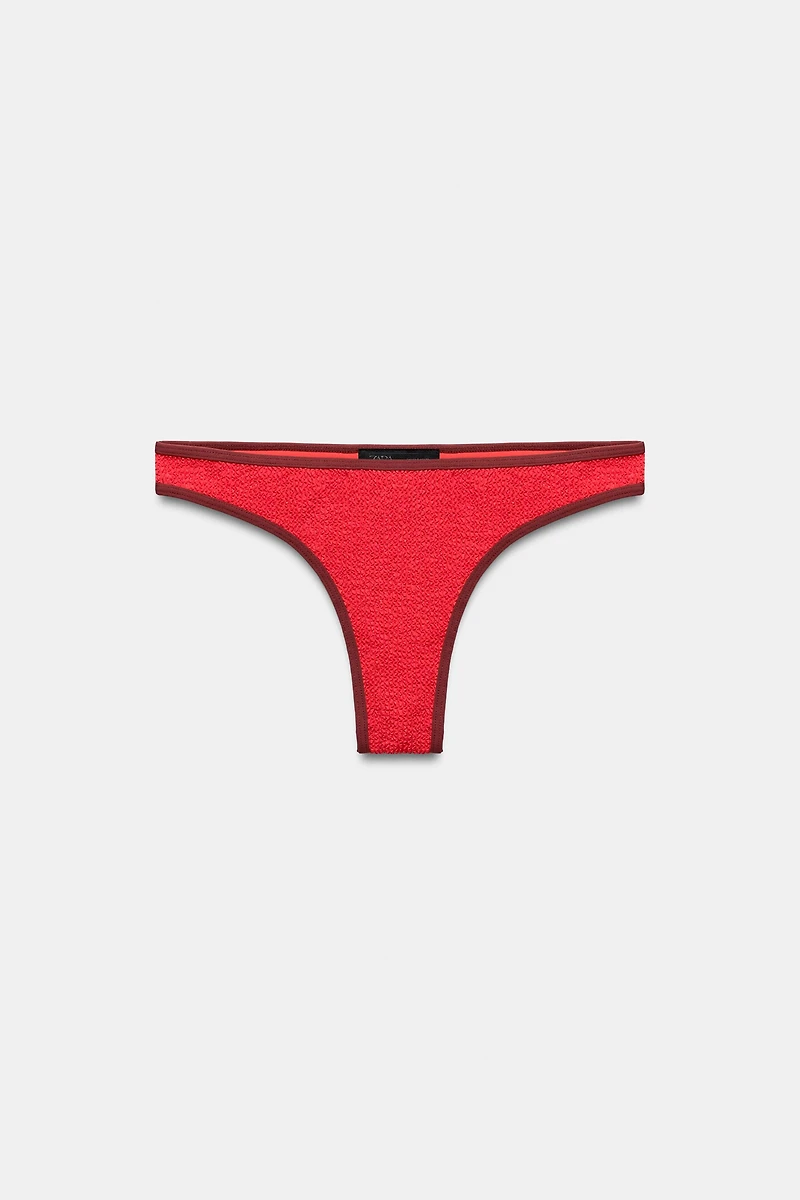 CONTRAST TEXTURED BIKINI BOTTOMS