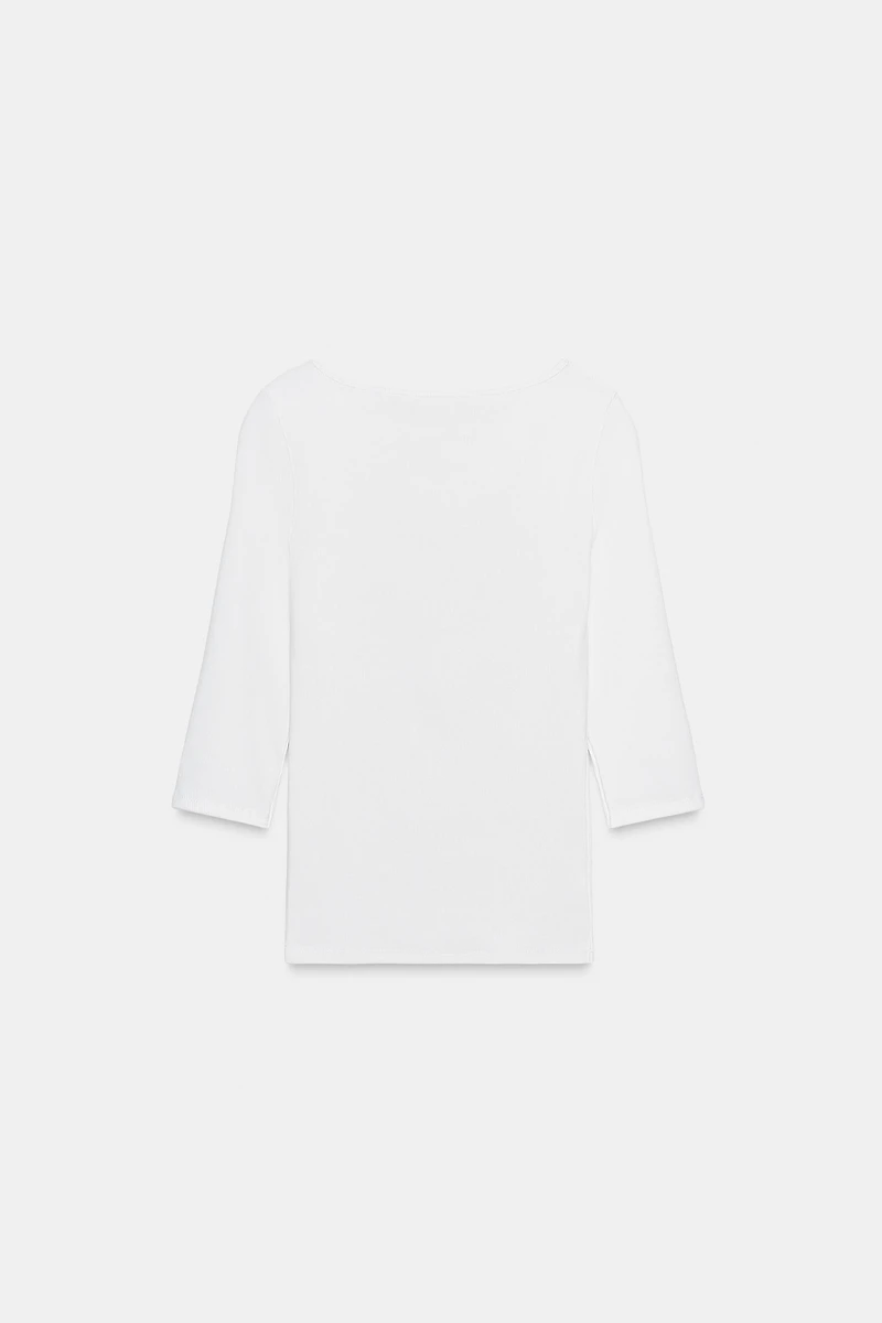 T-SHIRT COL BATEAU EN COTON