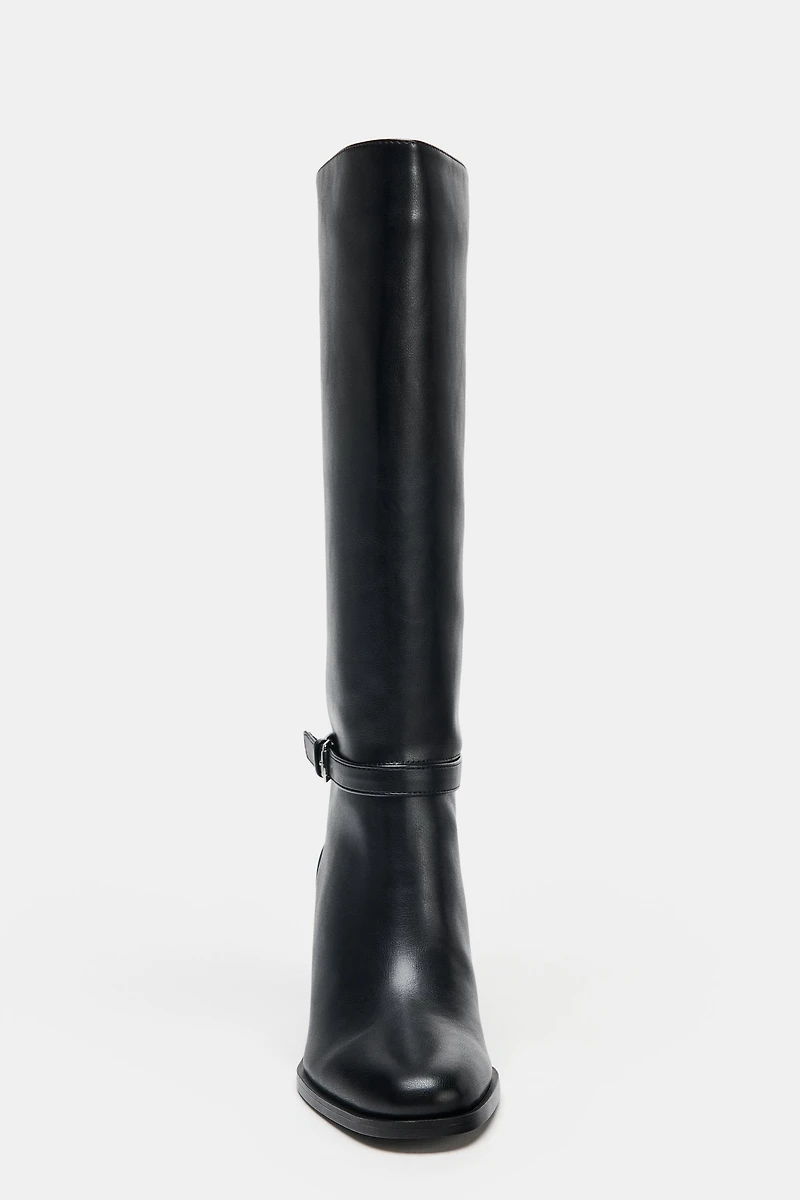 WIDE HEEL BUCKLE BOOTS