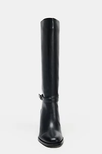 WIDE HEEL BUCKLE BOOTS