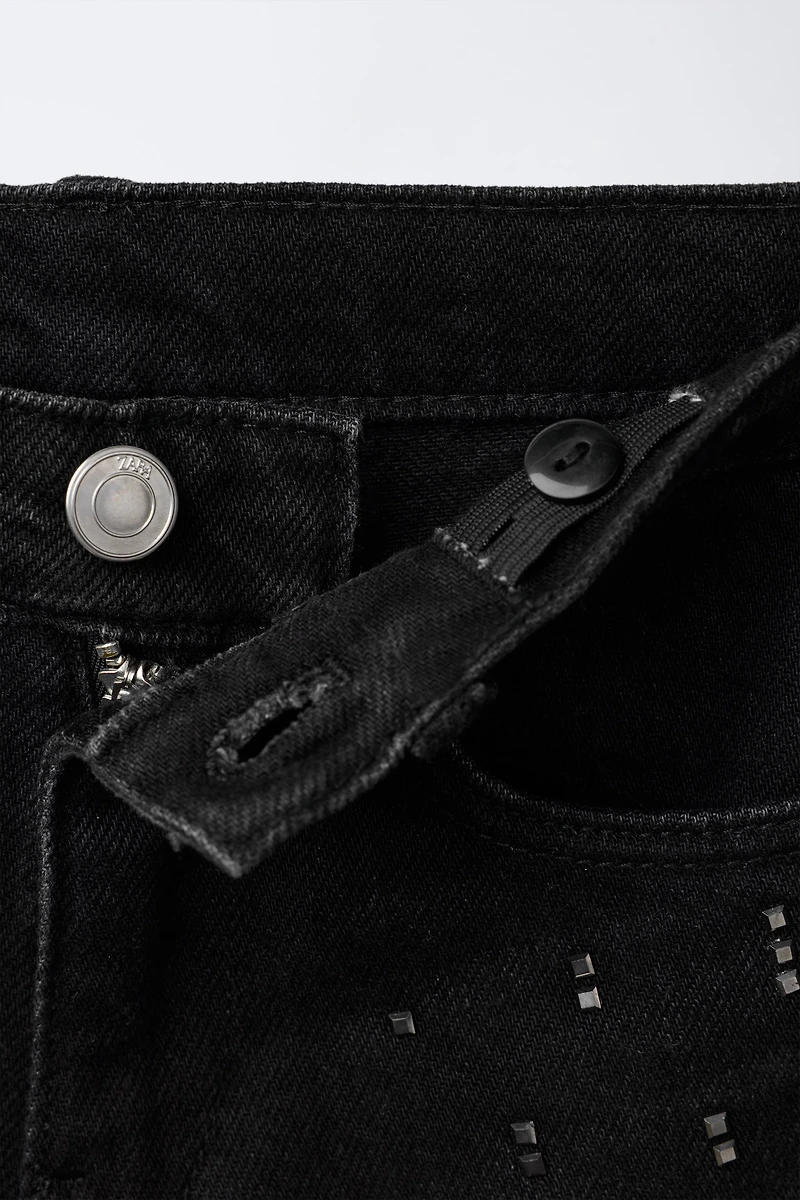 STUDDED DENIM SHORTS