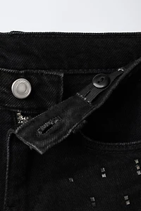 STUDDED DENIM SHORTS