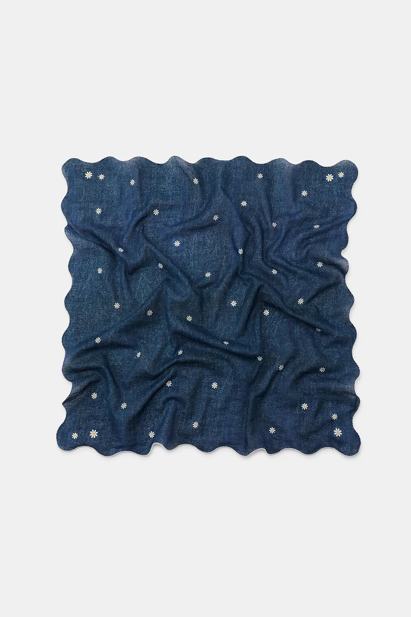 FAUX DENIM DAISY SCARF