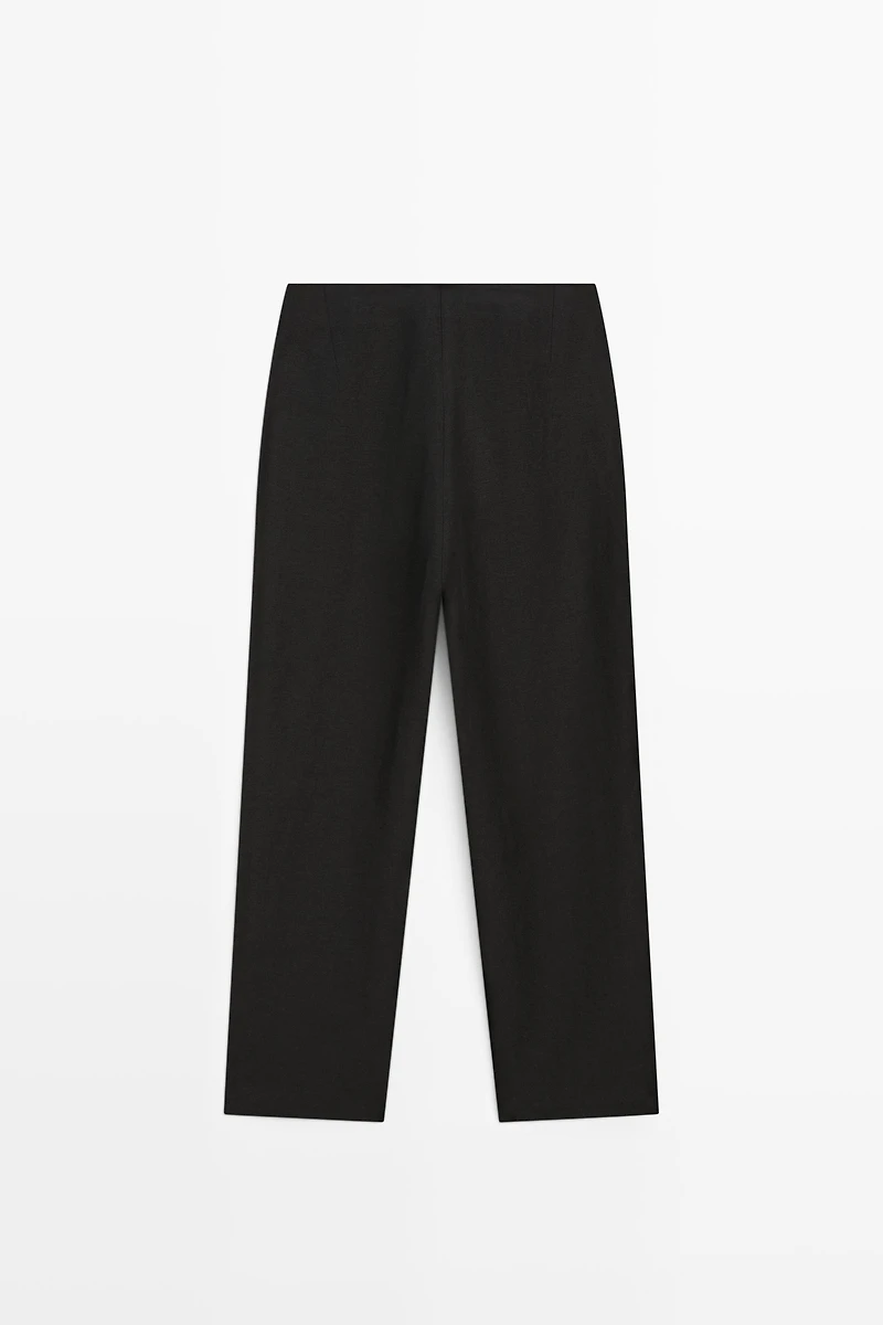 Flowing straight-leg linen trousers