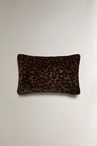 ANIMAL PRINT FAUX FUR THROW PILLOW COVER