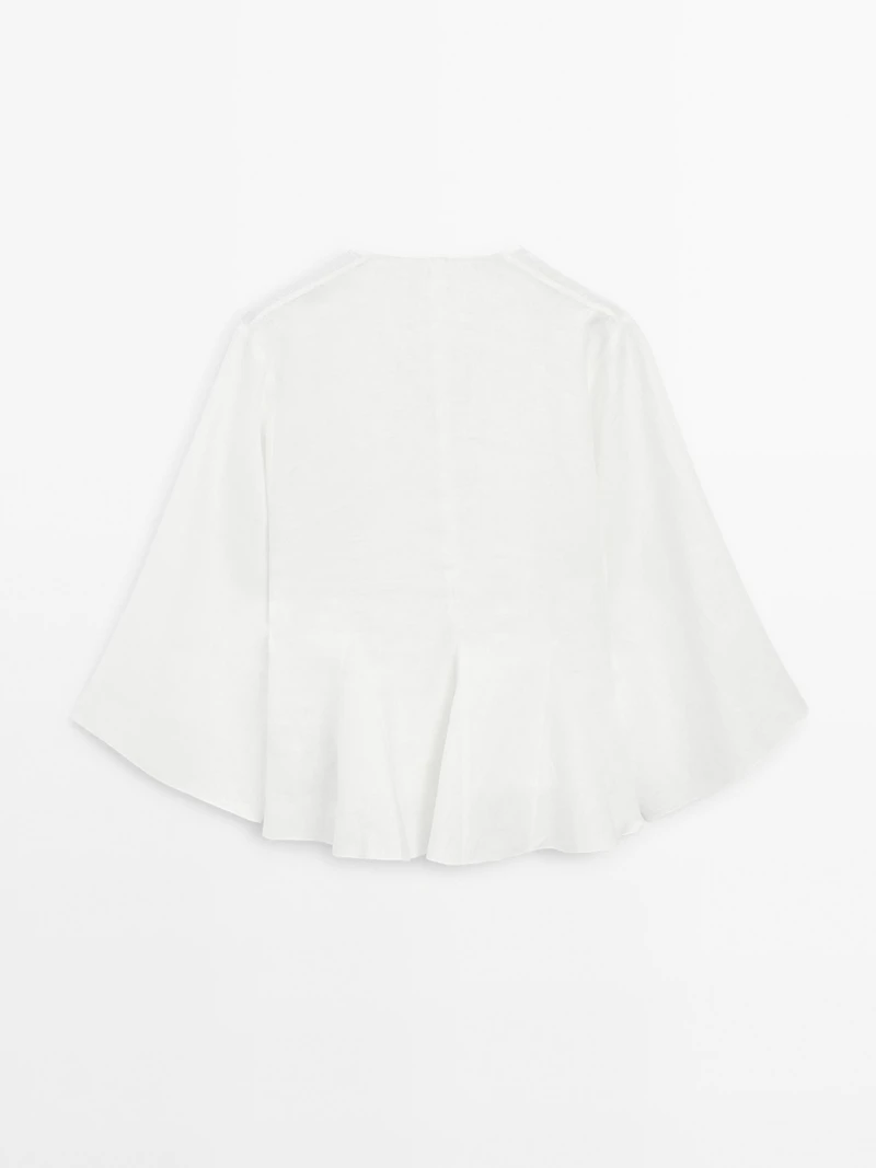 100% linen blouse with godet details - STUDIO
