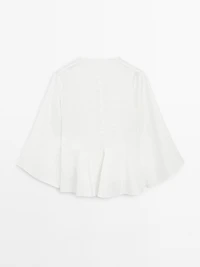 100% linen blouse with godet details - STUDIO